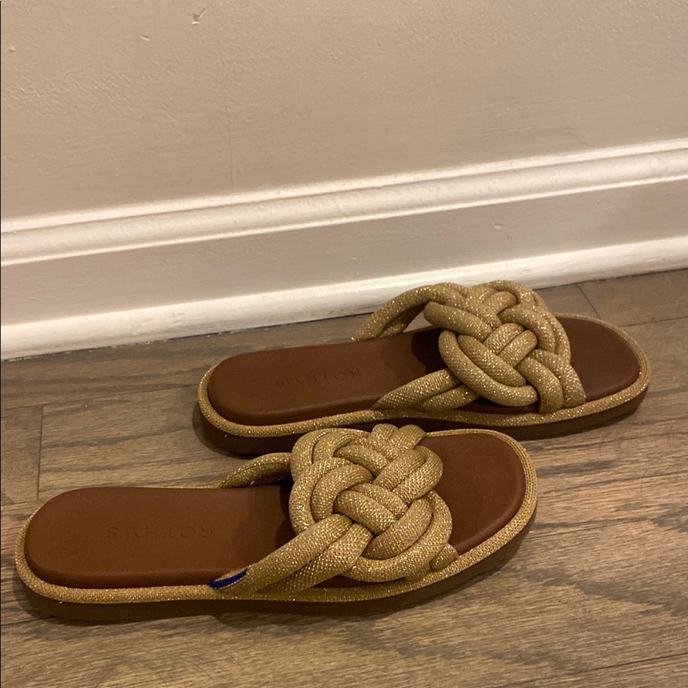 Stylish Rothy’s Gold Braided Women's Sandals